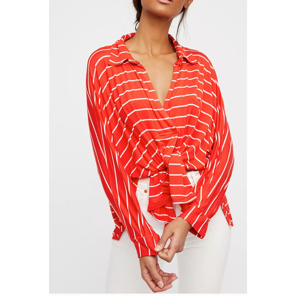 Free People We The Free Can't‎ Fool Me Striped Tee~ S - Picture 1 of 3